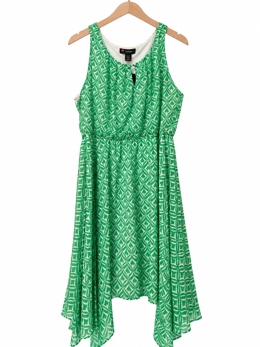 Canyon River Blues Green Printed High-Low Dress with Keyhole